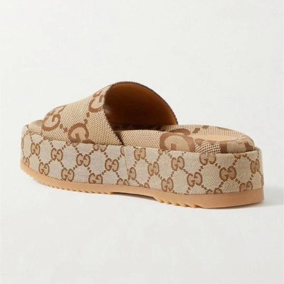 GUCCI Angelina GG Jumbo Maxi logo platform slides sandals - Picture 3 of 7